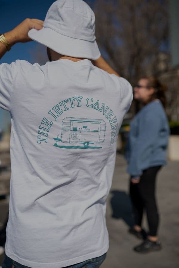 A screen printed tee worn at an event