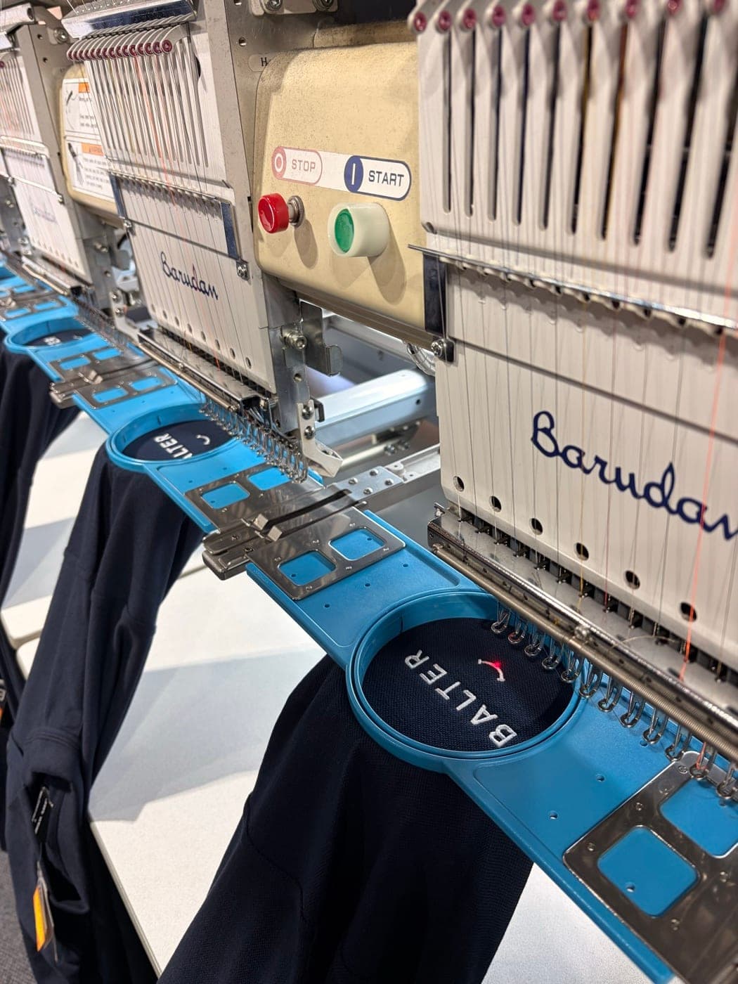 Embroidery running on our Barudan machine