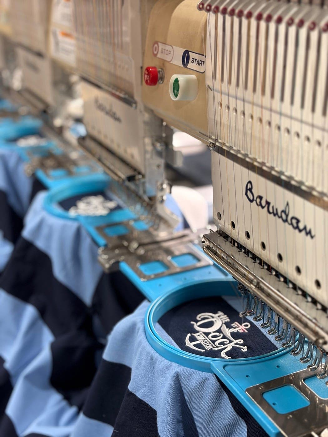 Embroidery running on our Barudan machine