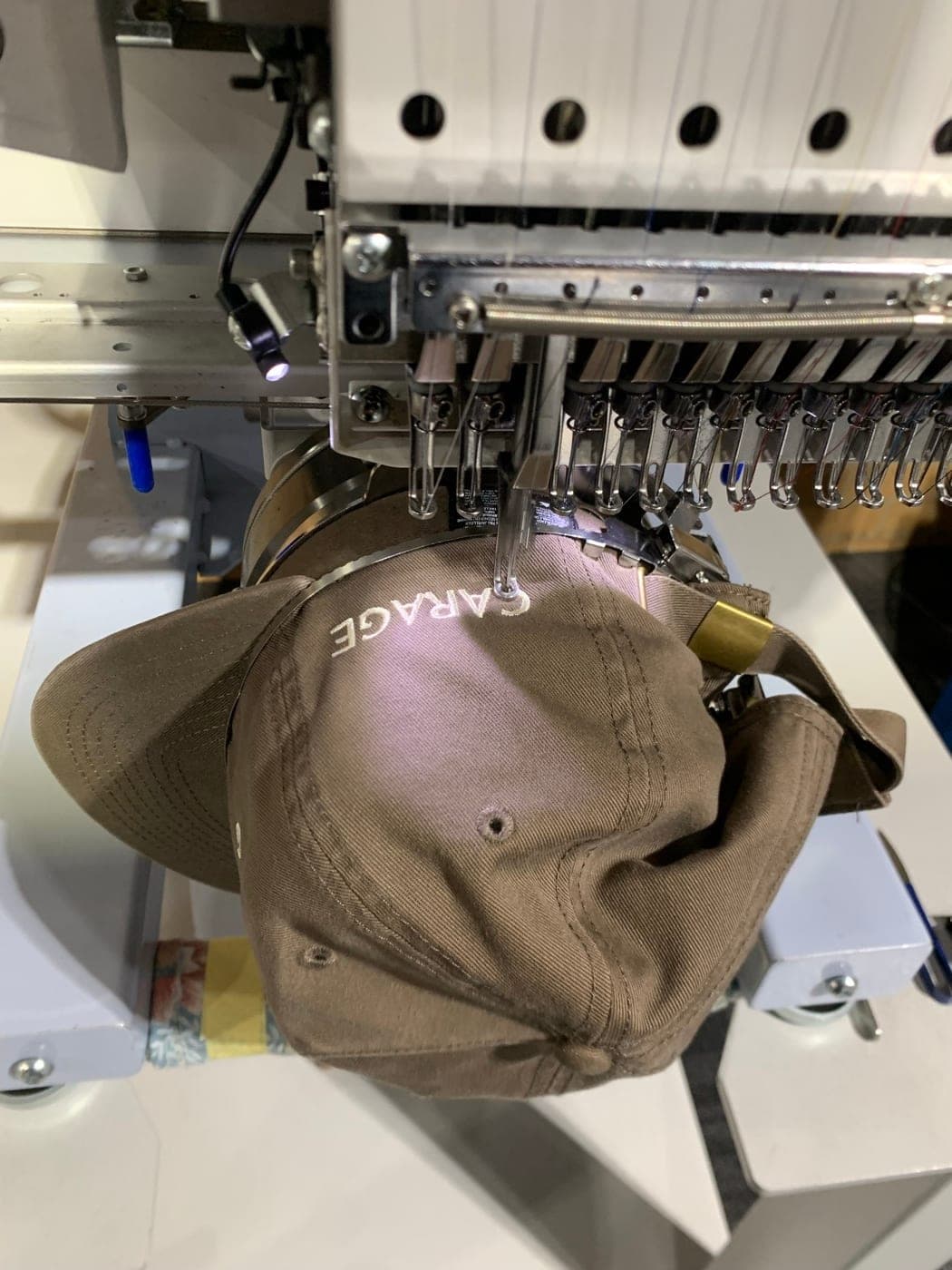 Embroidery running on our Barudan machine