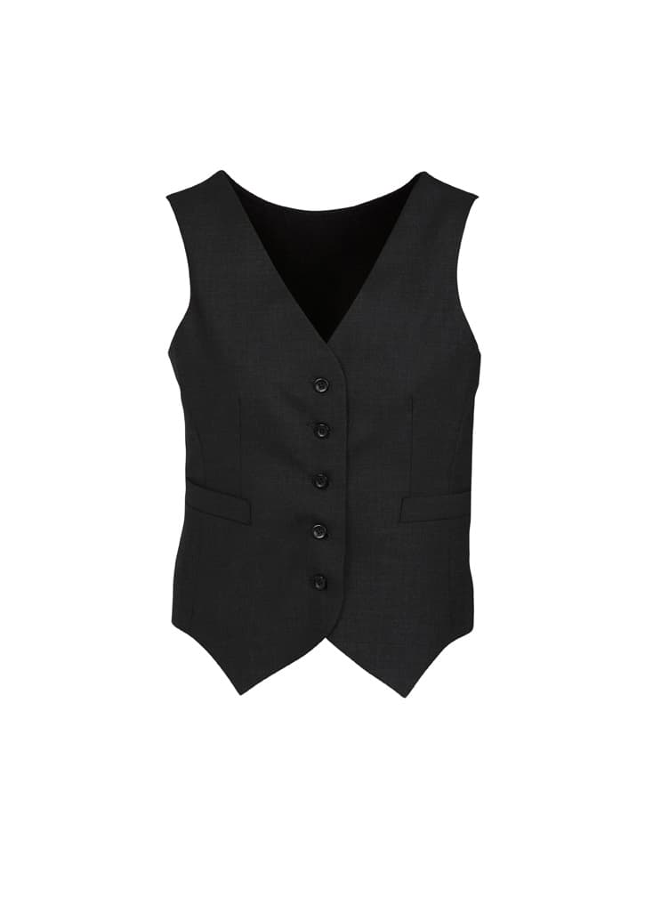 Comfort Wool Stretch Womens Peaked Vest with Knitted Back